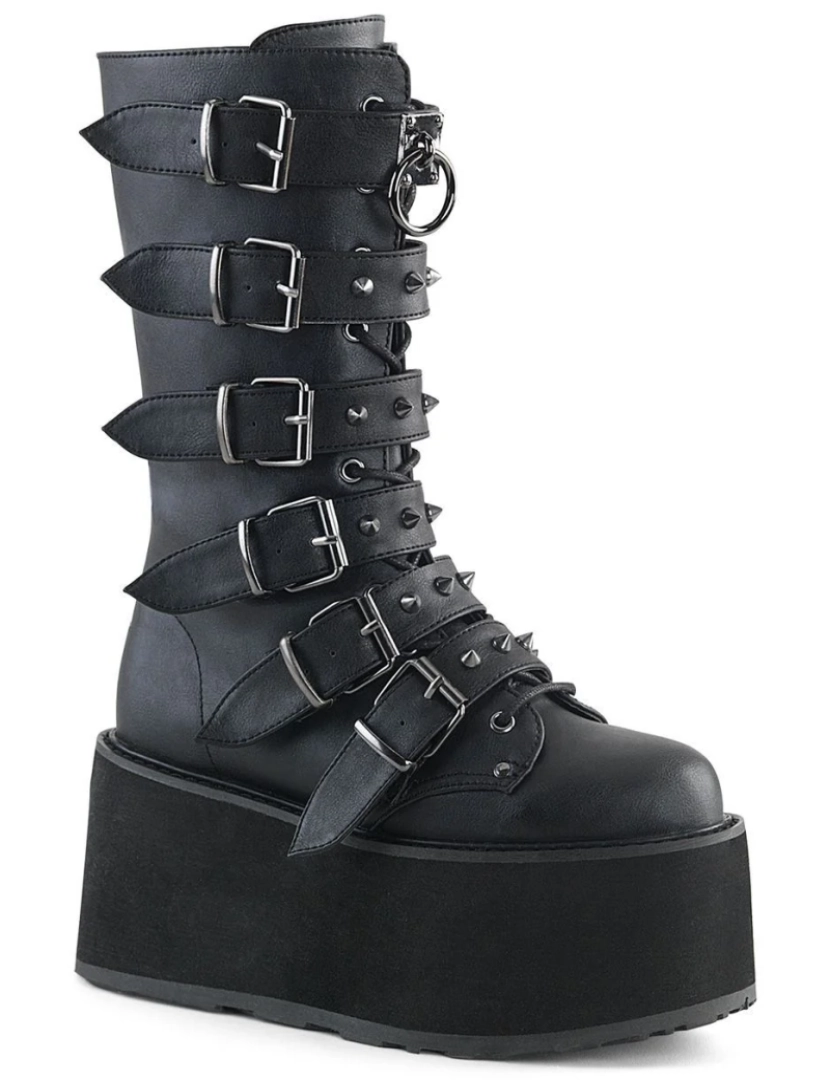 Demonia - Demonia Damned 225 Botas pretas com plataforma de meia panturrilha