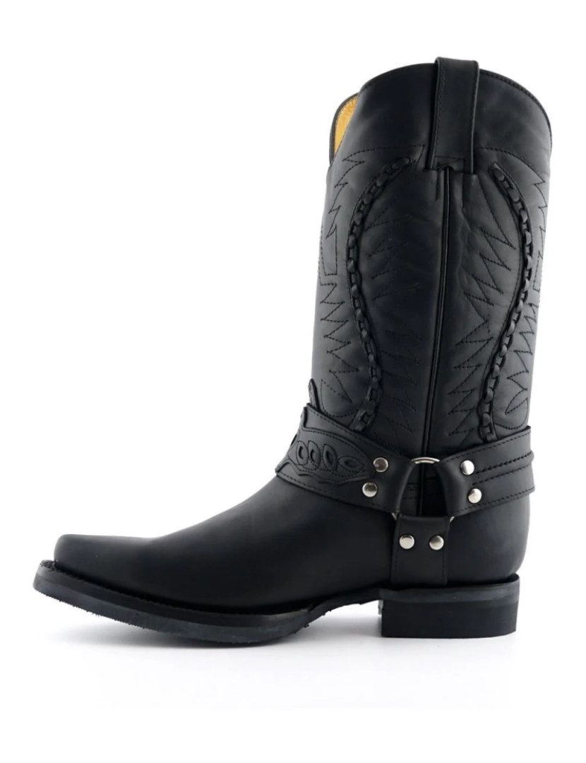 imagem de Bota de cowboy masculina de couro preto Grinders-Galveston2