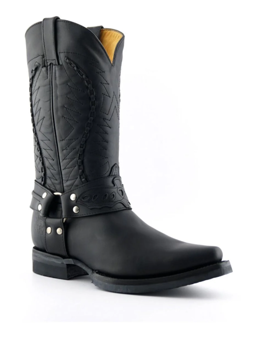 imagem de Bota de cowboy masculina de couro preto Grinders-Galveston3