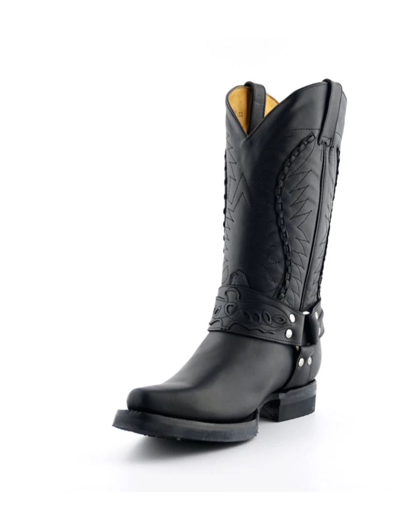 imagem de Bota de cowboy masculina de couro preto Grinders-Galveston6