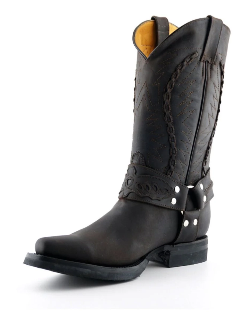 imagem de Bota de cowboy masculina de couro marrom Grinders-Galveston3