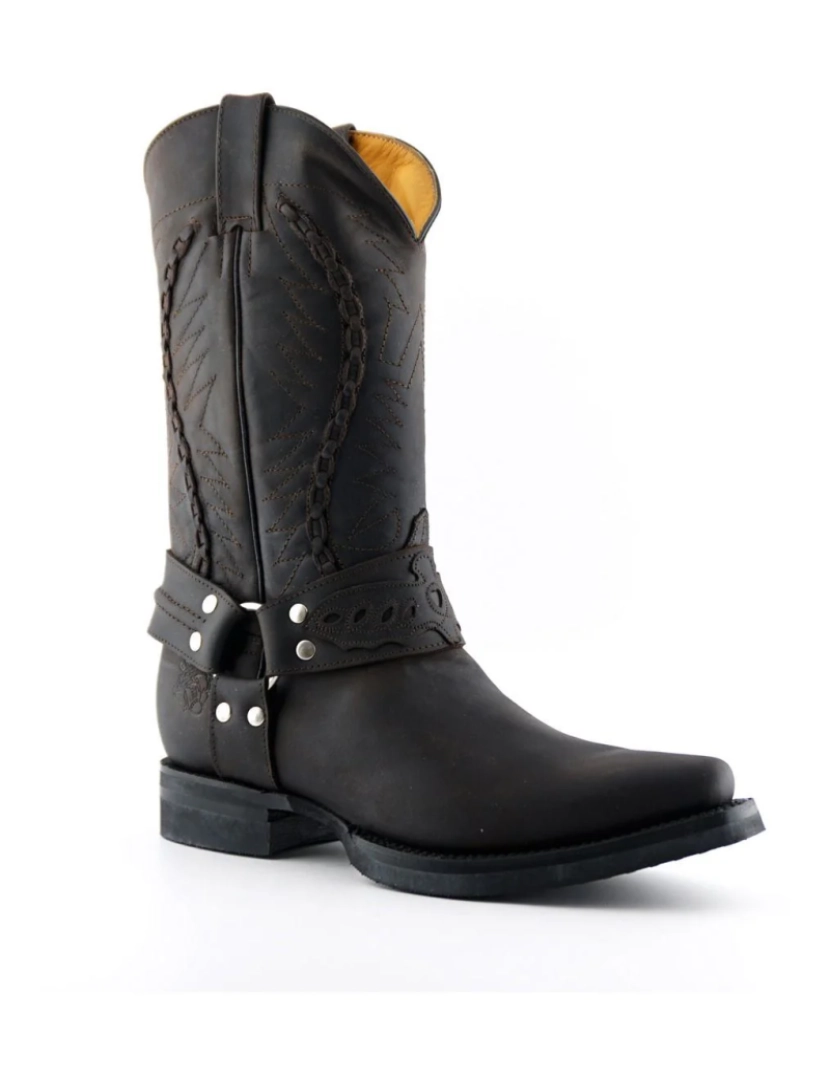 imagem de Bota de cowboy masculina de couro marrom Grinders-Galveston4