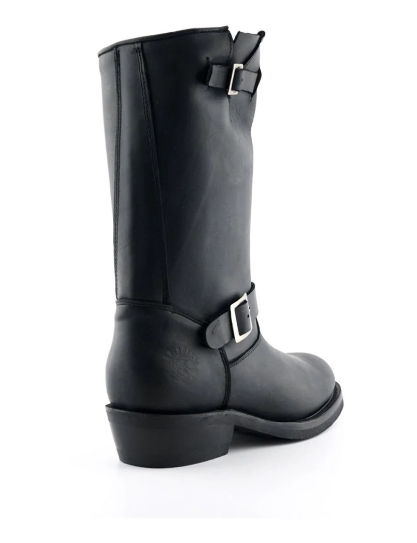 imagem de Botas de couro ocidental com sola lisa preta unissex Grinders-Rebel3