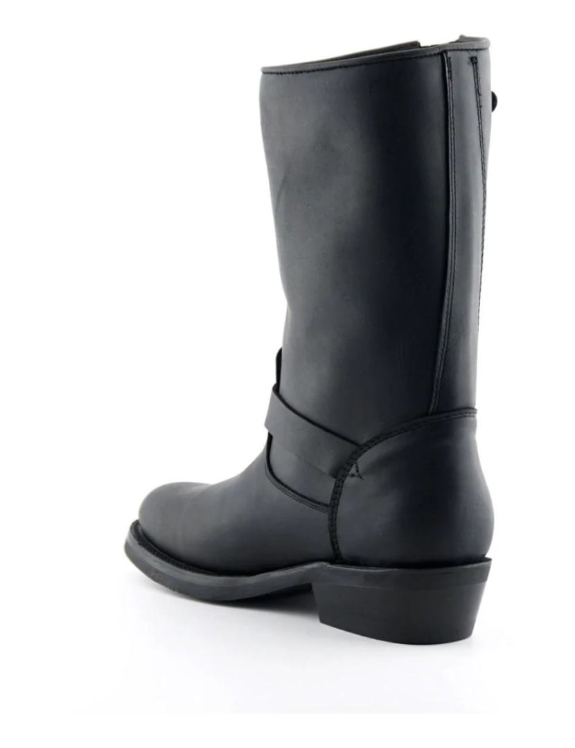 imagem de Botas de couro ocidental com sola lisa preta unissex Grinders-Rebel6