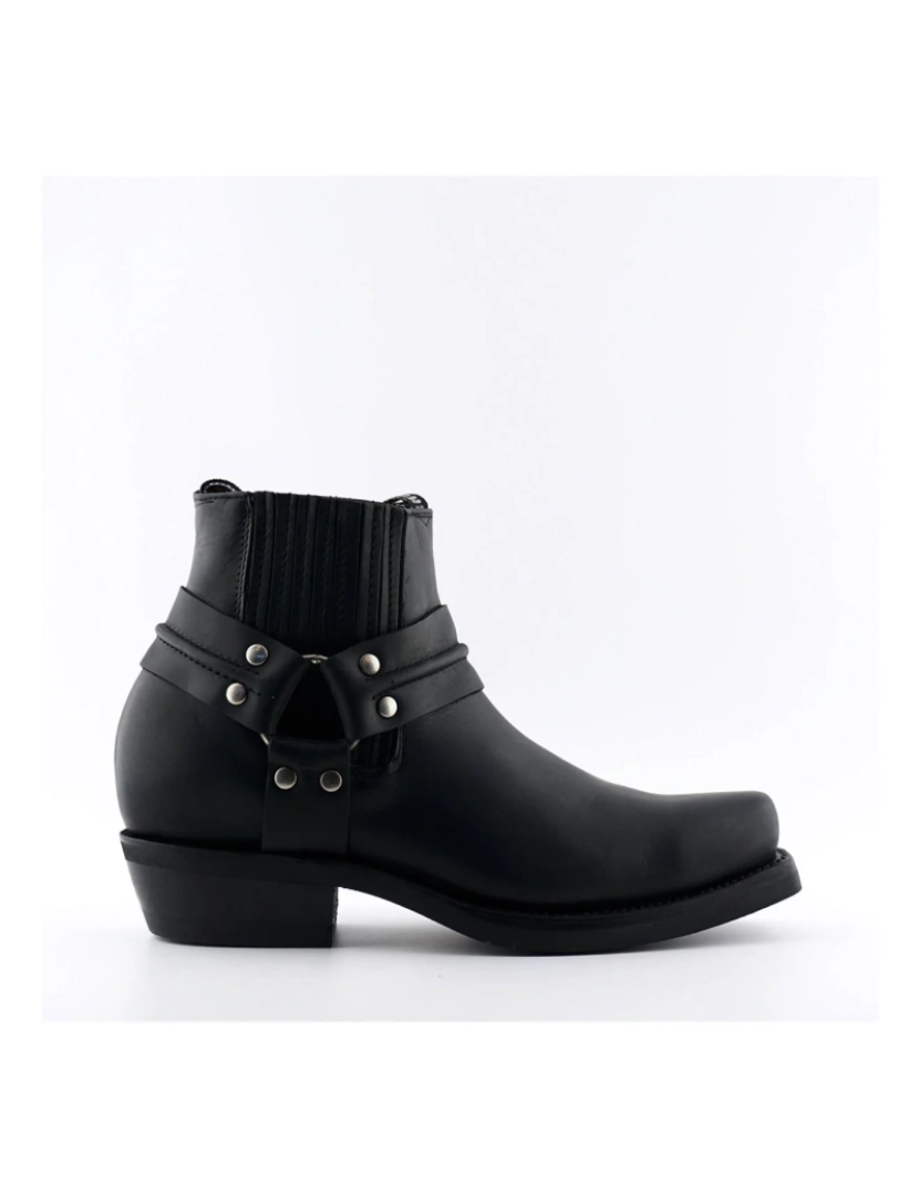 imagem de Grinders Botas unissex de couro ocidental preto-Renegade Lo1