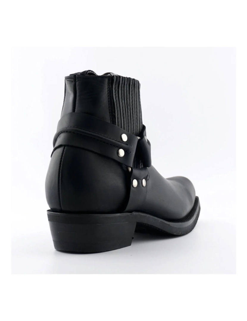 imagem de Grinders Botas unissex de couro ocidental preto-Renegade Lo3