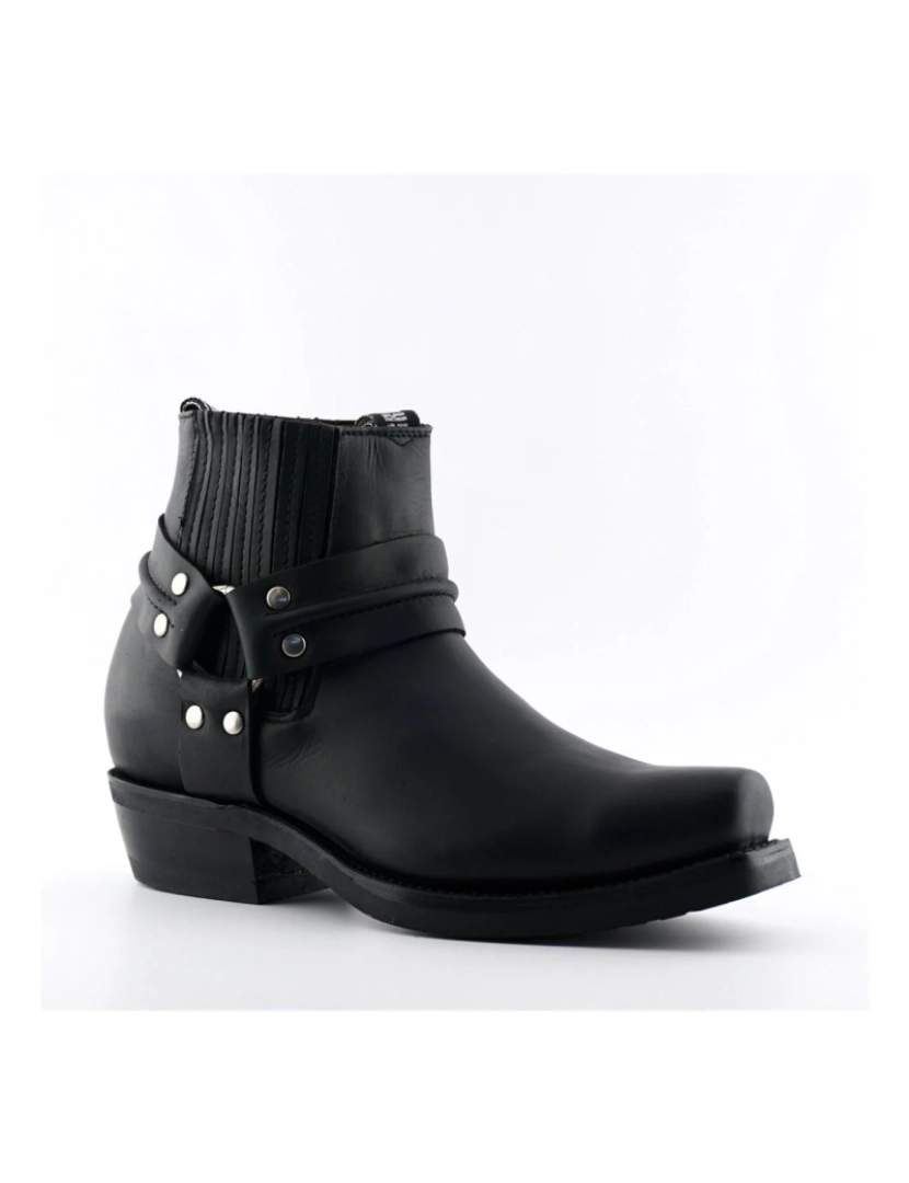 imagem de Grinders Botas unissex de couro ocidental preto-Renegade Lo4