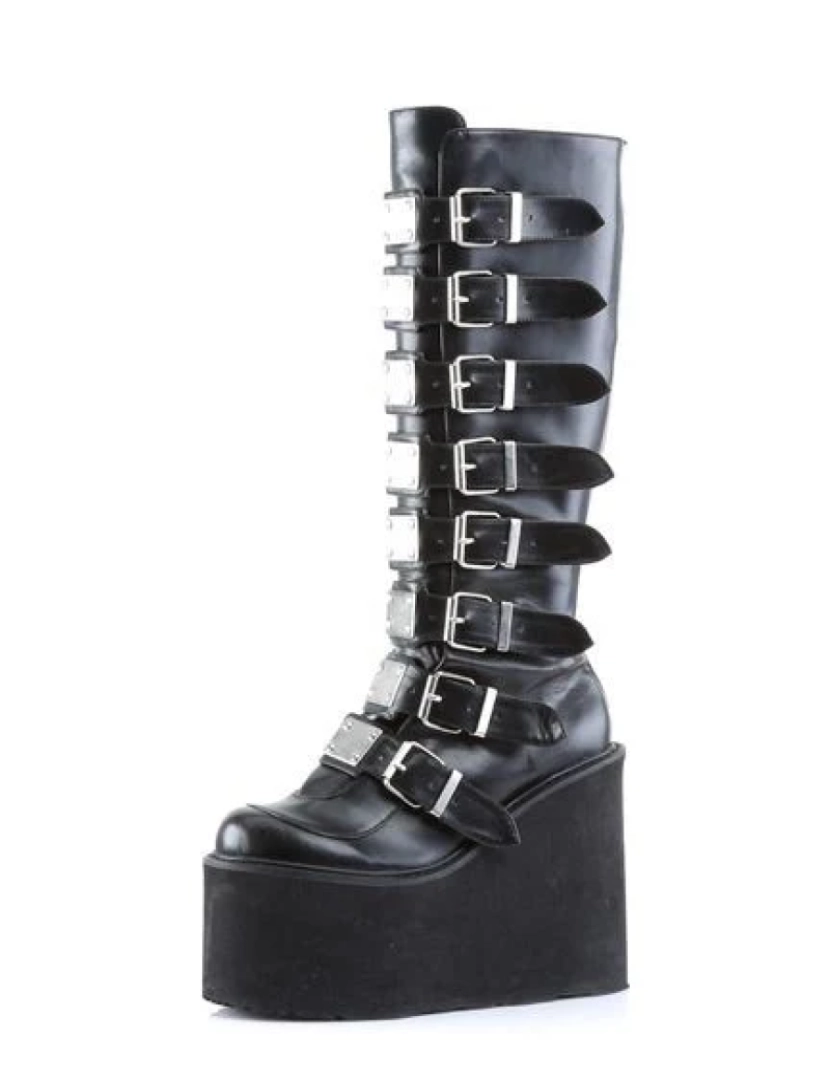 imagem de Demonia Swing 815 Botas pretas veganas com plataforma até o joelho2