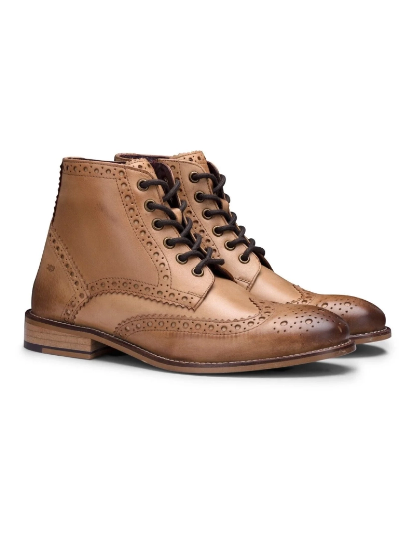 imagem de Botas masculinas Classic Oxford Tan couro Gatsby Brogue4