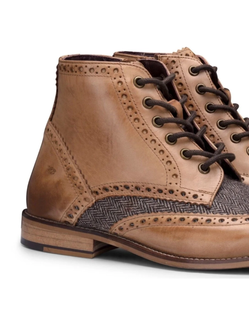 imagem de Botas masculinas clássicas Oxford Tan couro Gatsby Brogue com tweed3