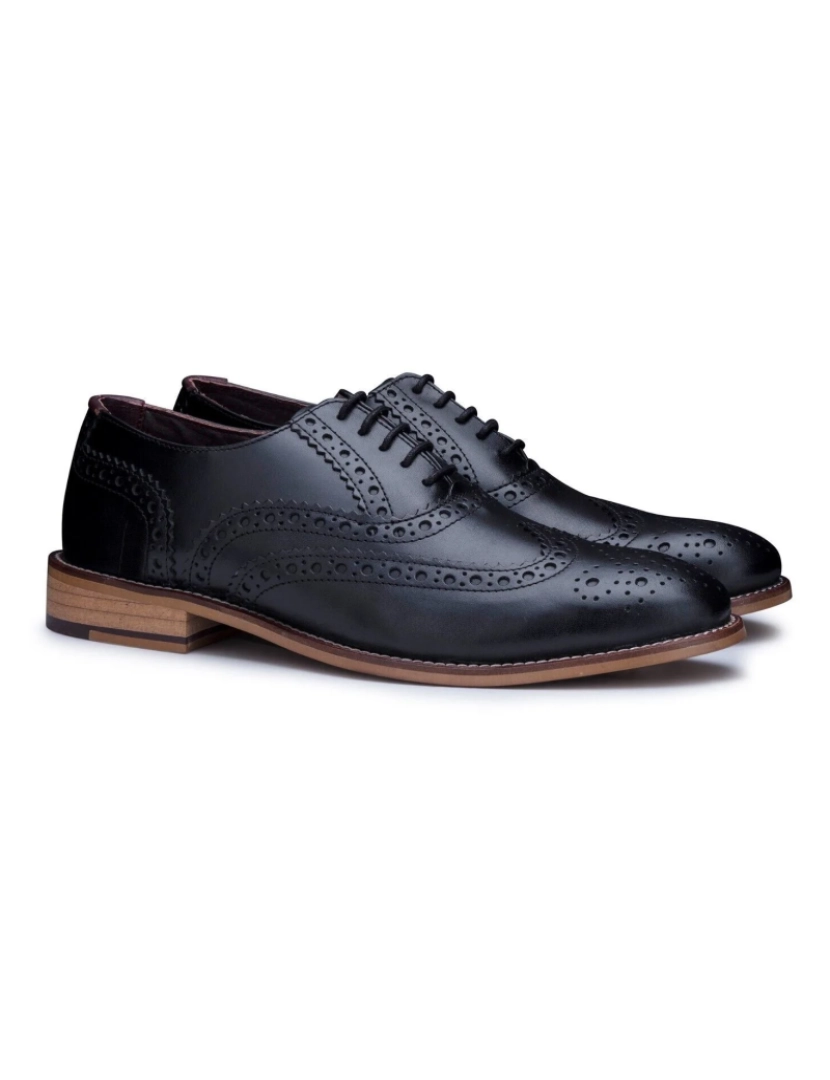 imagem de Sapatos masculinos Oxford clássicos de couro preto Gatsby Brogue4