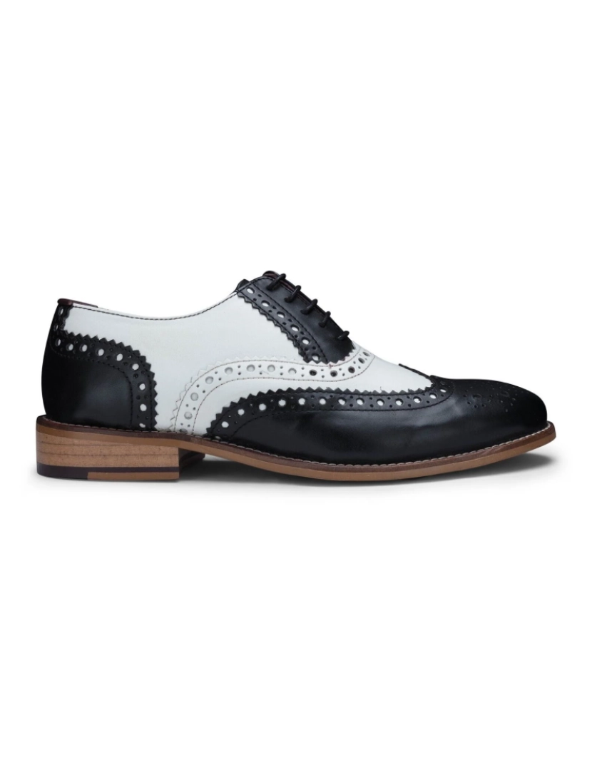 London Brogues - Sapatos masculinos Oxford clássicos preto/branco de couro Gatsby Brogue