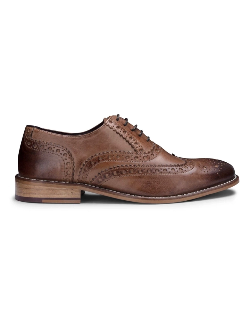 imagem de Sapatos masculinos clássicos Oxford castanho-marrom couro Gatsby Brogue1