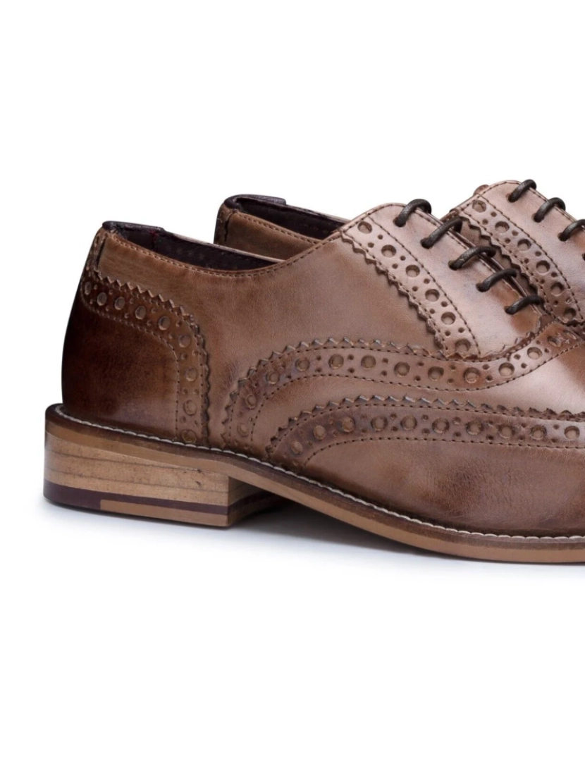 imagem de Sapatos masculinos clássicos Oxford castanho-marrom couro Gatsby Brogue3