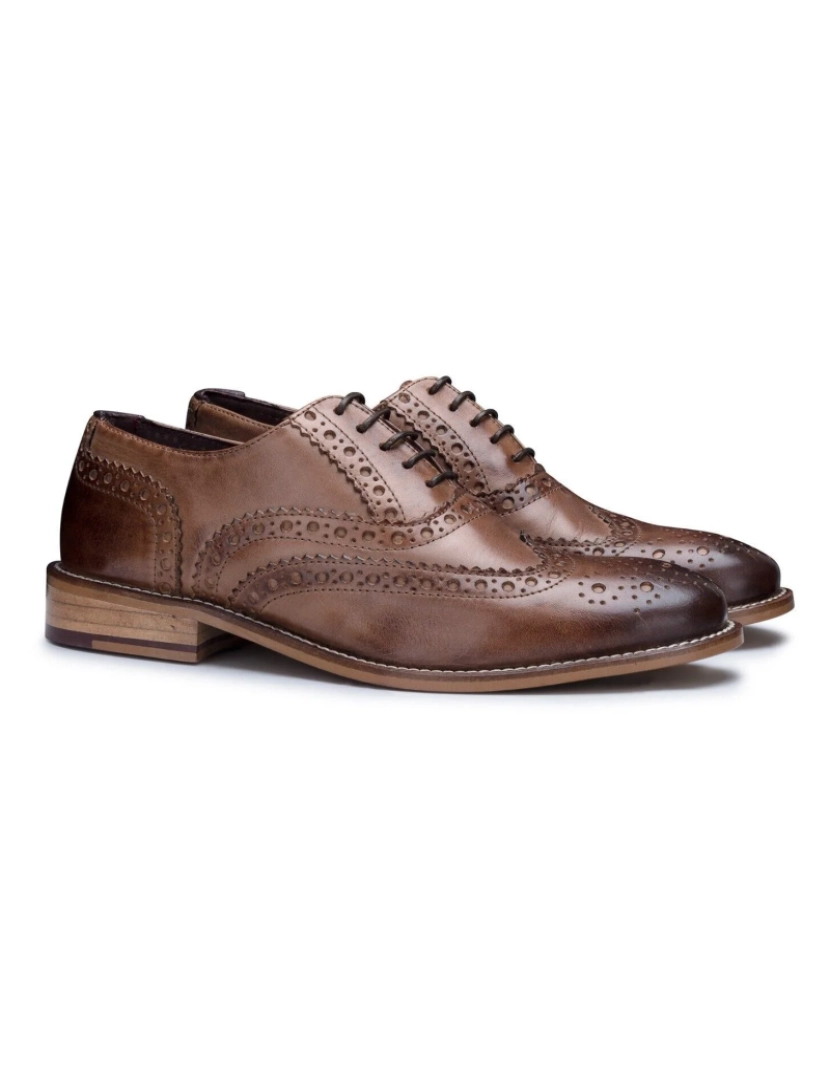 imagem de Sapatos masculinos clássicos Oxford castanho-marrom couro Gatsby Brogue6