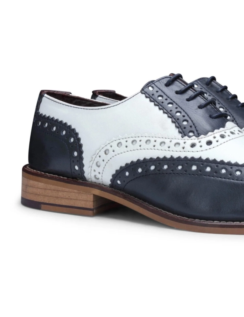 imagem de Sapatos masculinos Oxford clássicos marinho/couro branco Gatsby Brogue3