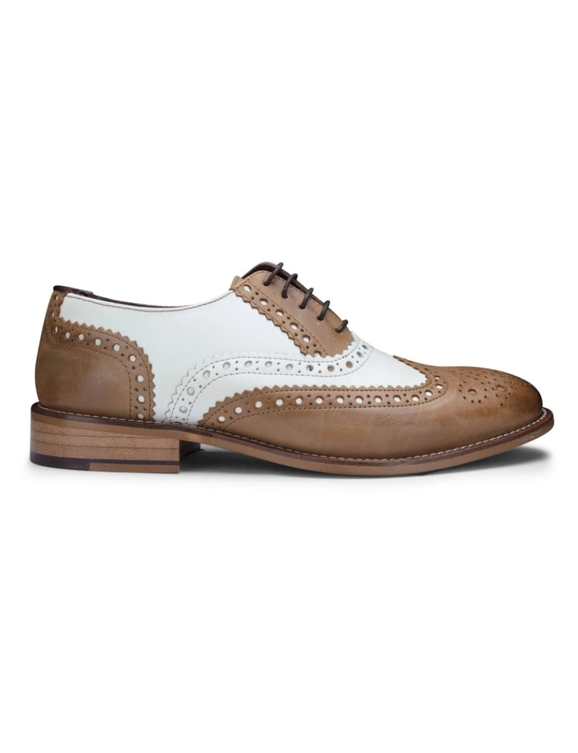 London Brogues - Sapatos masculinos clássicos Oxford tan/couro branco Gatsby Brogue