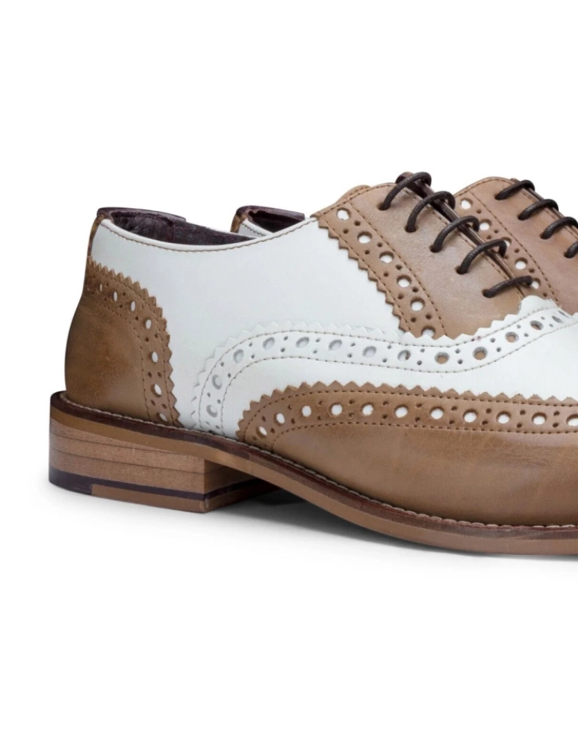 imagem de Sapatos masculinos clássicos Oxford tan/couro branco Gatsby Brogue3