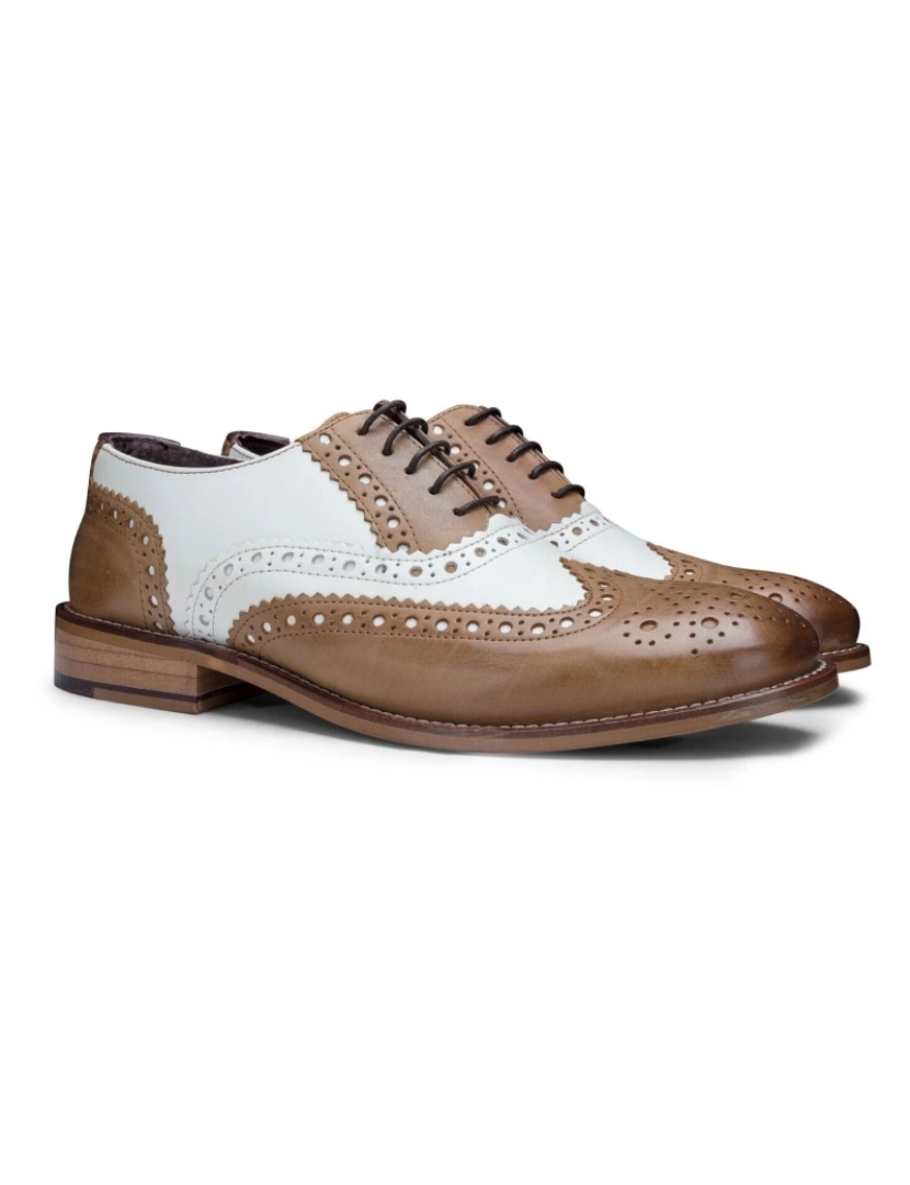 imagem de Sapatos masculinos clássicos Oxford tan/couro branco Gatsby Brogue4