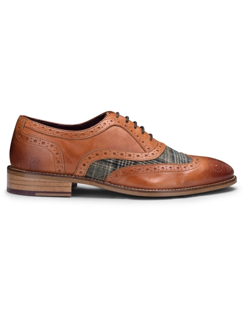 London Brogues - Sapatos masculinos clássicos Oxford Tan couro Gatsby Brogue com tweed