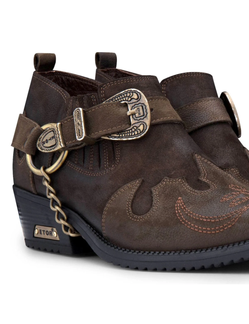 imagem de Sapatos de cowboy masculinos de couro marrom com corrente de metal Winklepicker3