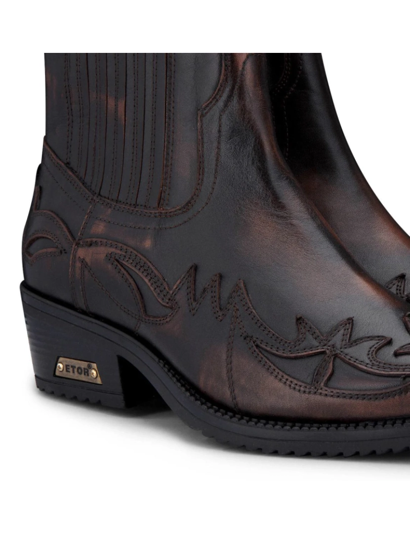 imagem de Botins masculinos Winklepicker Cowboy preto/marrom3