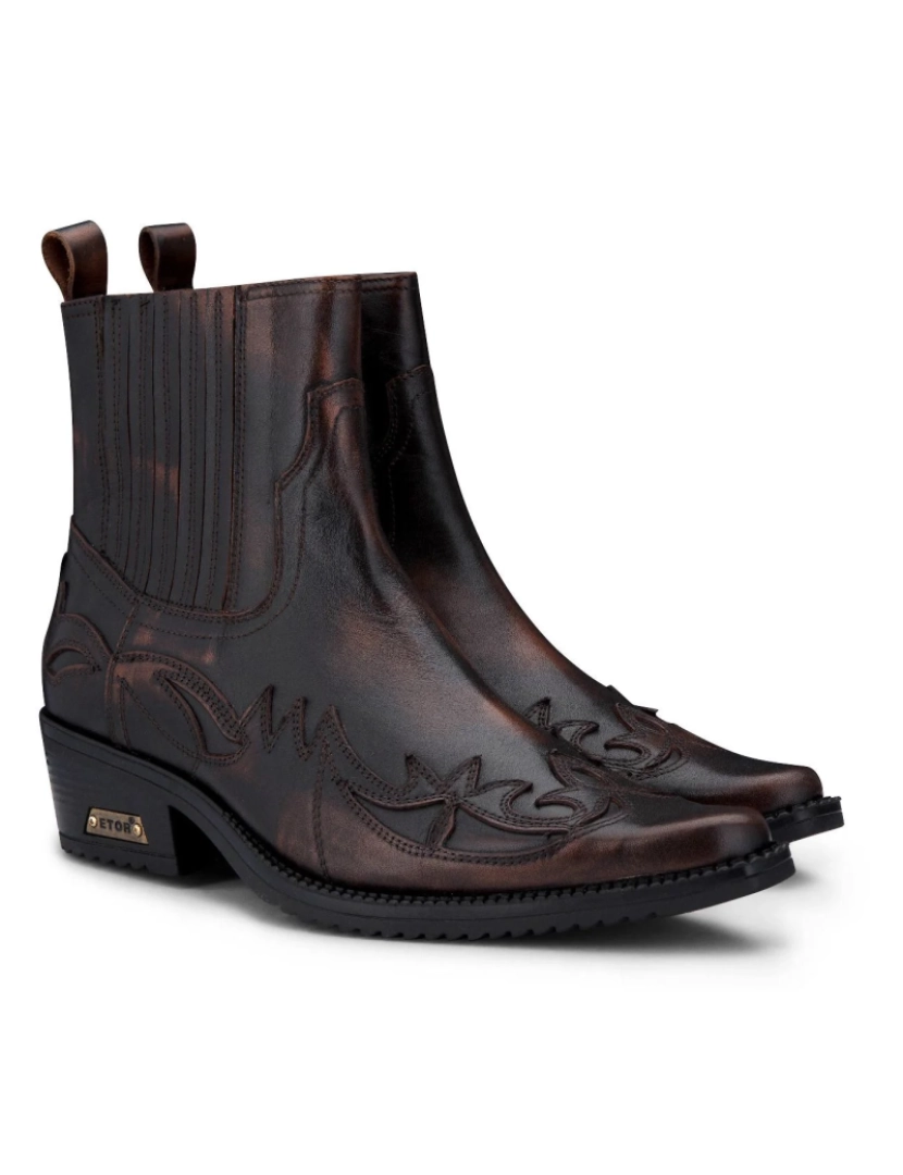 imagem de Botins masculinos Winklepicker Cowboy preto/marrom5