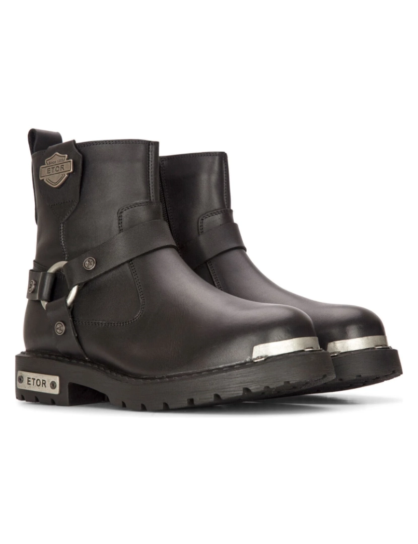 imagem de Botas militares de couro masculino preto combate motociclista motocicleta punk bota ocidental2