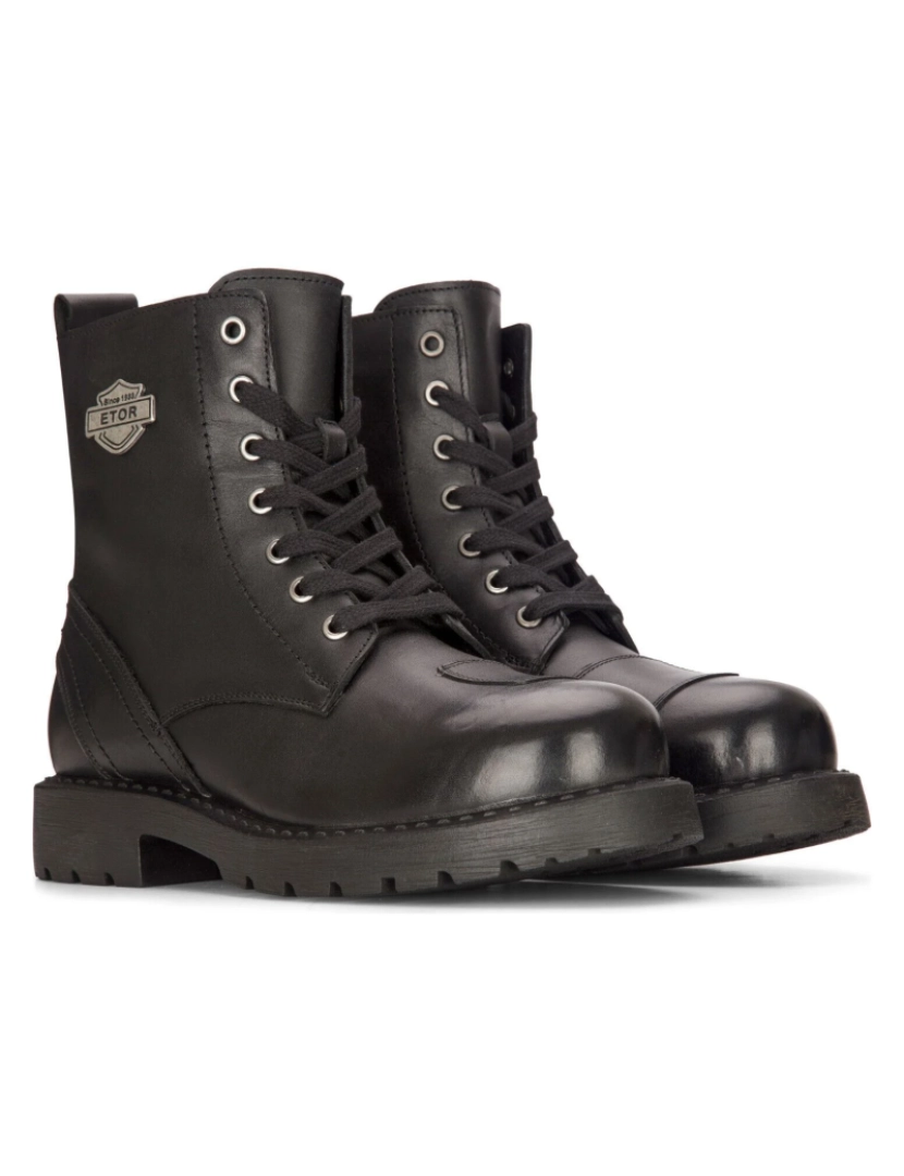 imagem de Botas militares de couro masculino preto combate motociclista motocicleta punk bota ocidental2