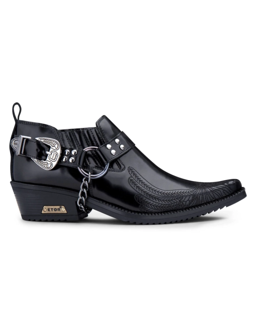 Infinity Leather - Sapatos cowboy masculinos de couro com salto cubano Águia Negra