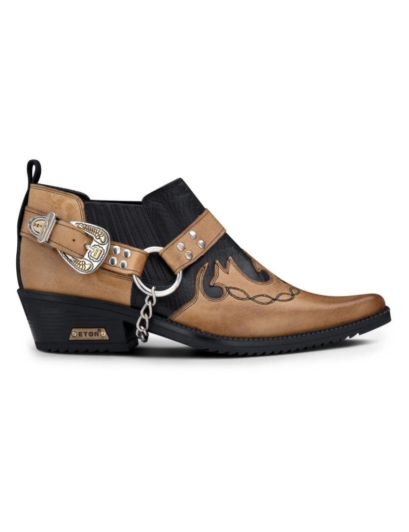 Infinity Leather - Sapatos ocidentais de couro Winklepicker de pele de cobra preto/tan masculino