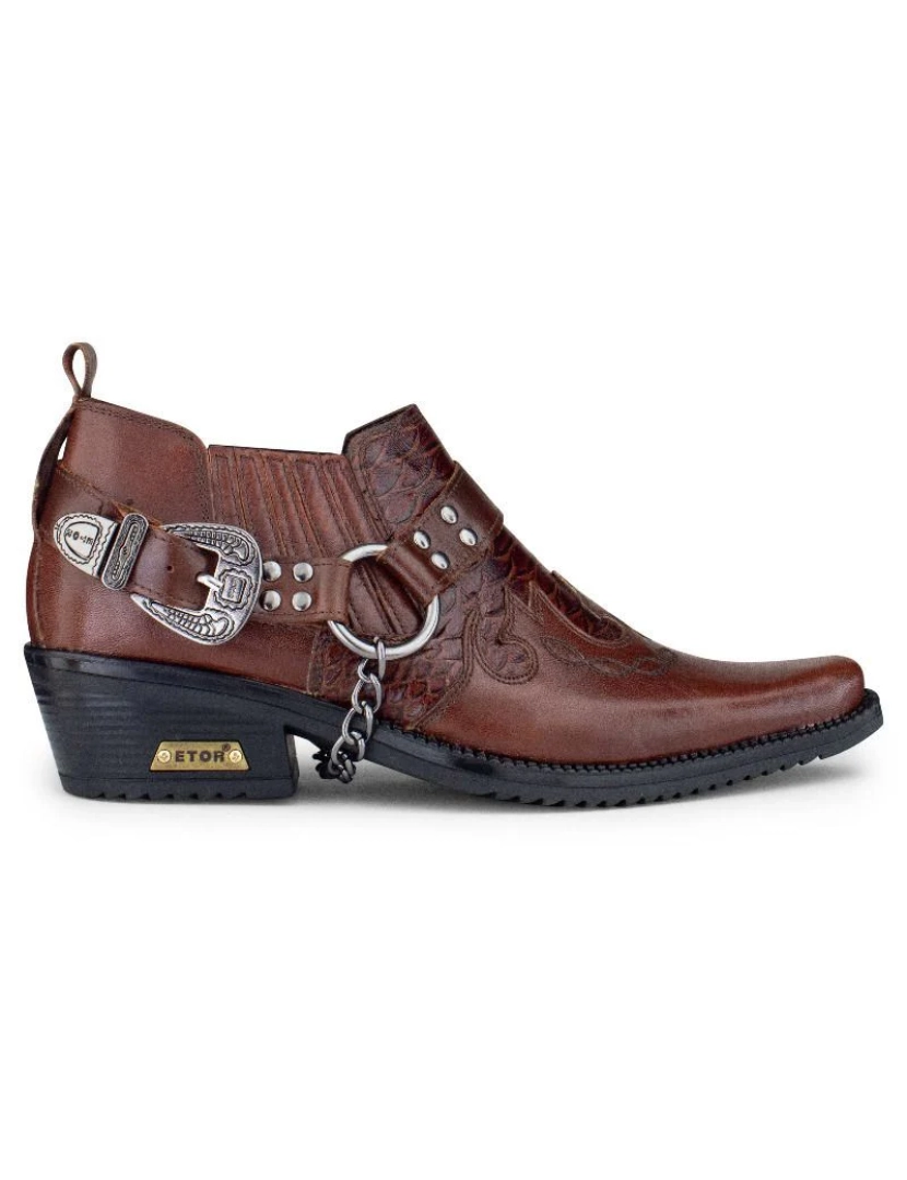 imagem de Sapatos masculinos de couro marrom Winklepicker Cowboy cubano para motociclista1