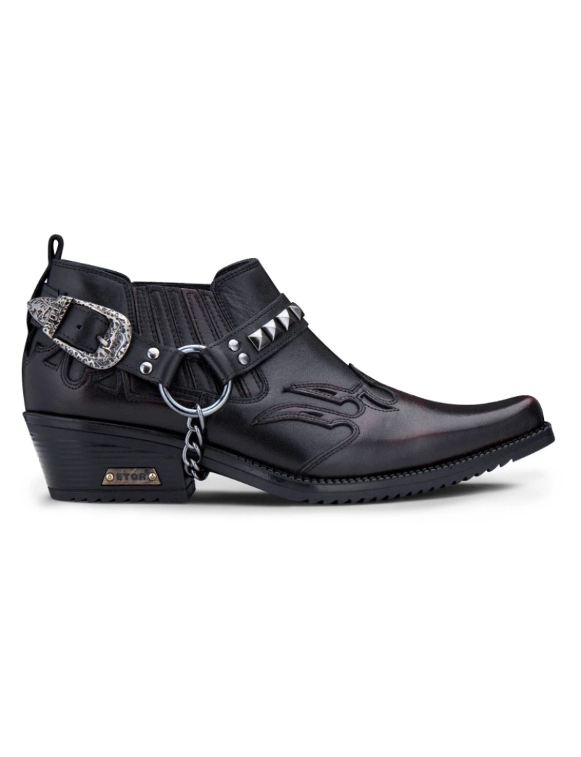 Infinity Leather - Sapatos masculinos de couro preto Winklepicker cravejados de motociclista ocidental