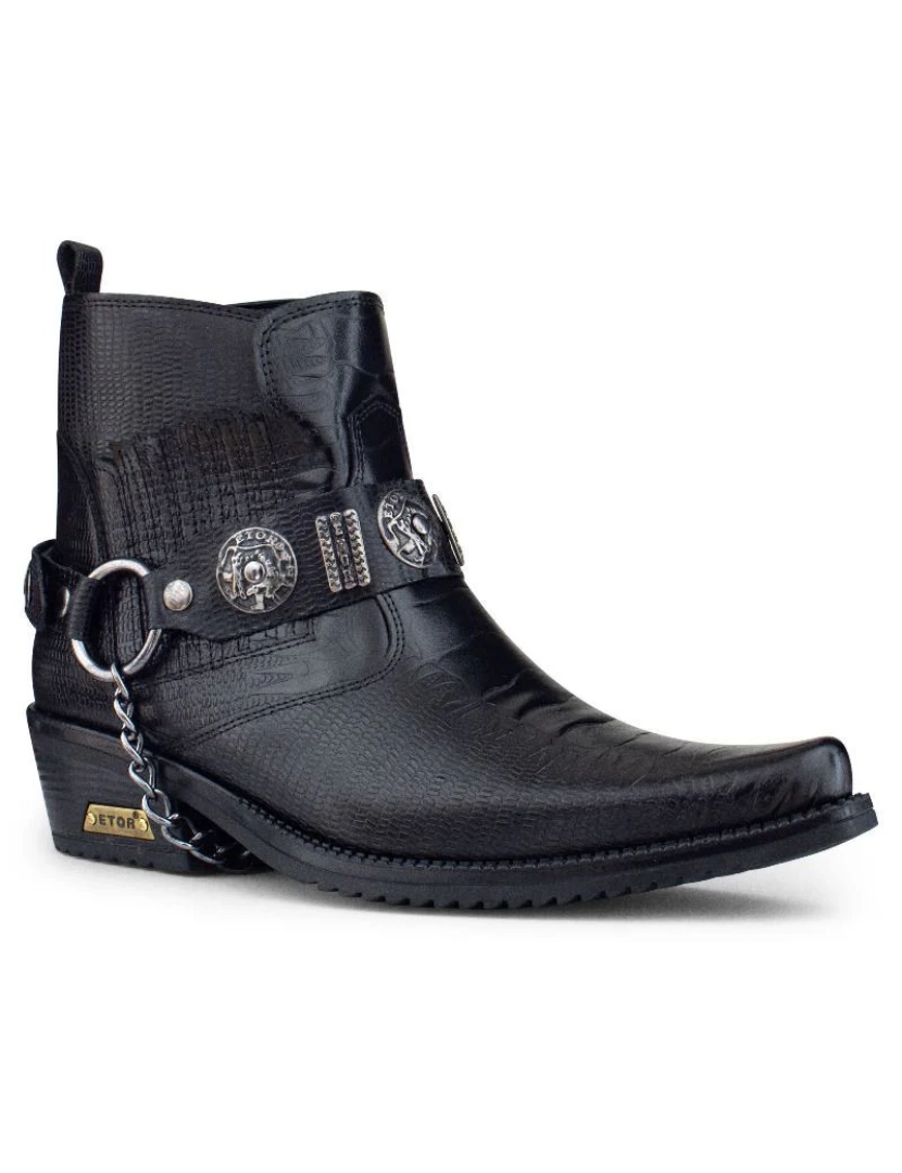 imagem de Botas góticas ocidentais Winklepicker de couro preto masculino3