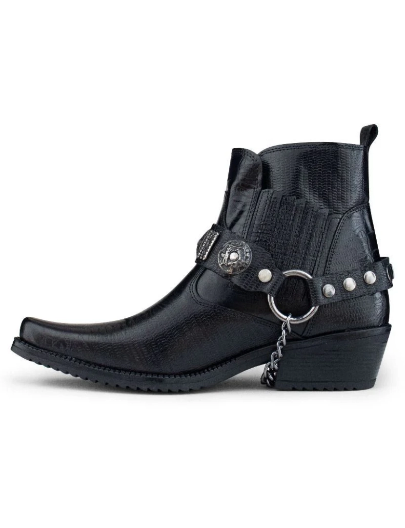 imagem de Botas góticas ocidentais Winklepicker de couro preto masculino4