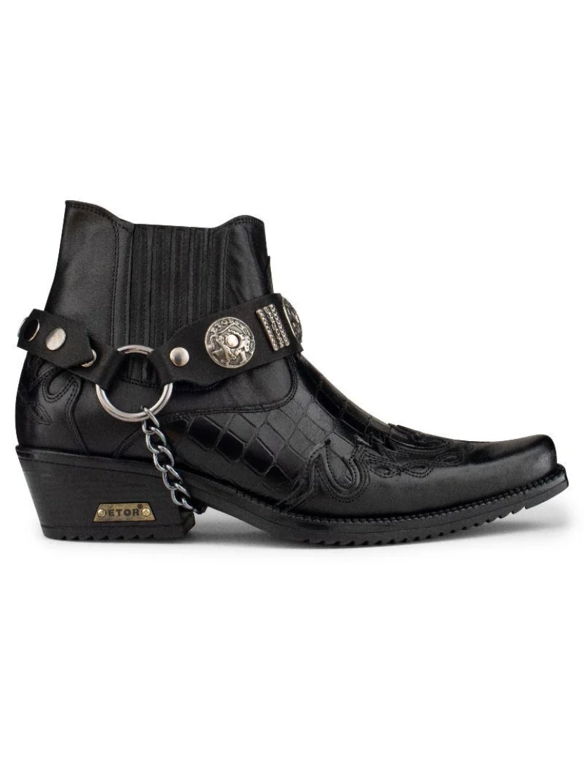 Infinity Leather - Botas góticas masculinas de couro preto Western Winklepicker