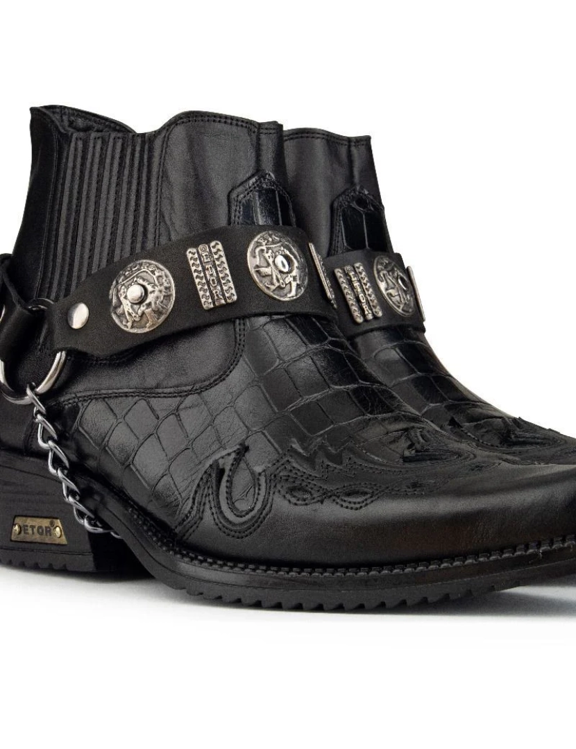 imagem de Botas góticas masculinas de couro preto Western Winklepicker3