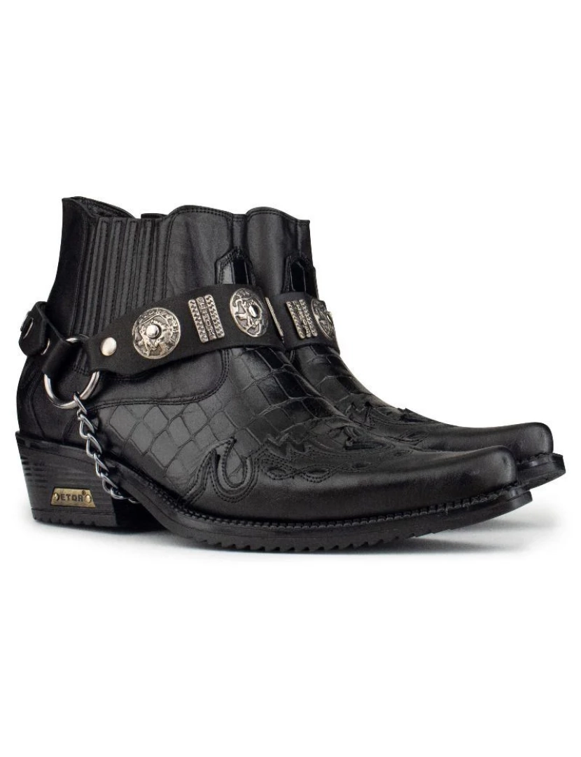 imagem de Botas góticas masculinas de couro preto Western Winklepicker5