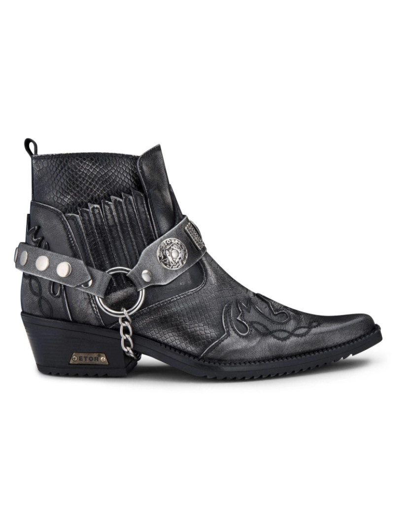 imagem de Botas masculinas cinza pele de cobra Winklepicker cowboy de couro1