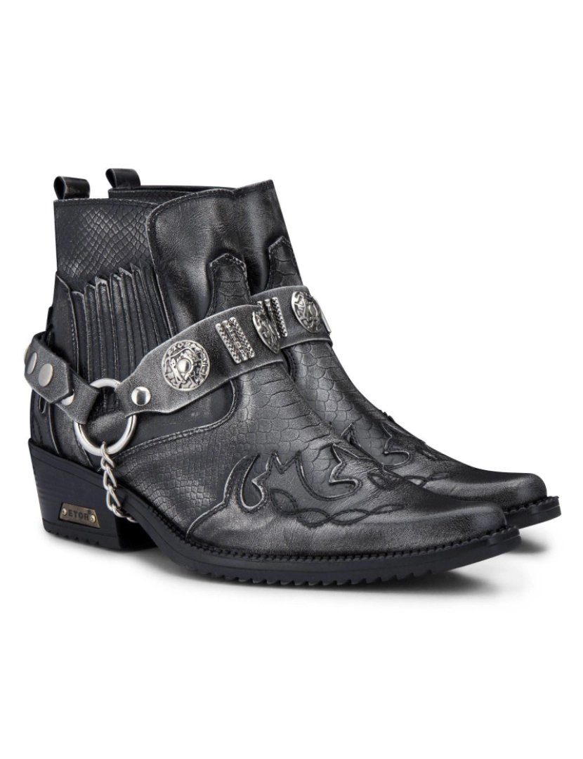 imagem de Botas masculinas cinza pele de cobra Winklepicker cowboy de couro3