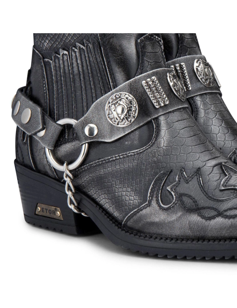 imagem de Botas masculinas cinza pele de cobra Winklepicker cowboy de couro5