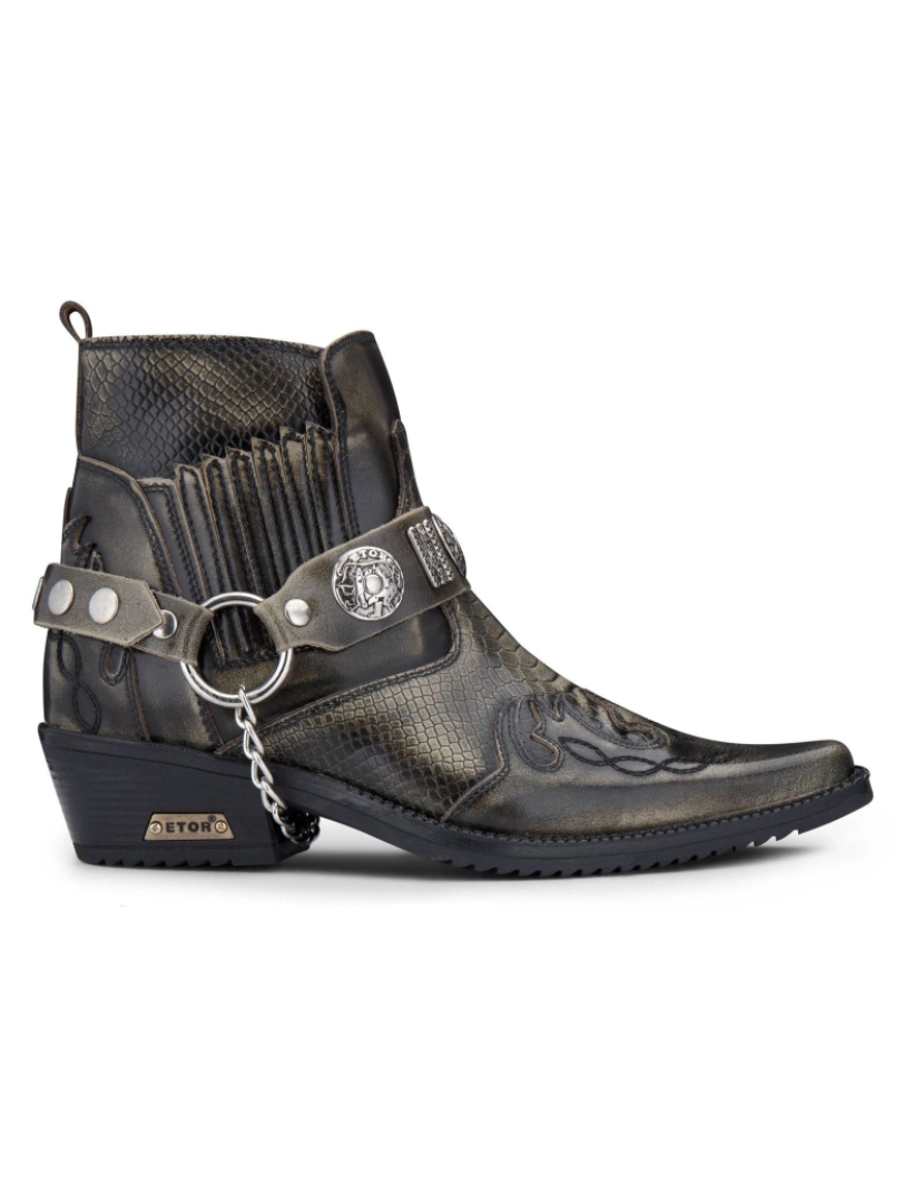 imagem de Botas masculinas de couro de cobra verde-oliva Winklepicker cowboy de couro1