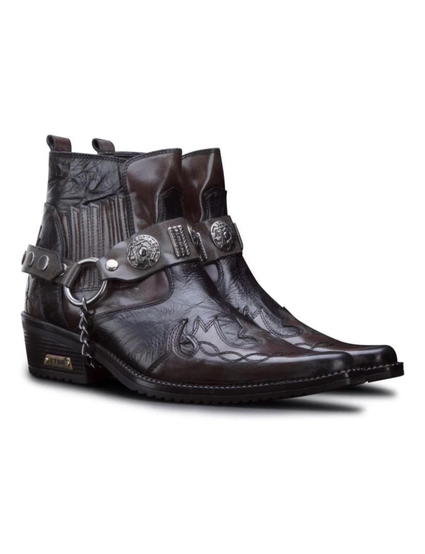 imagem de Botas masculinas de pele de cobra marrom Winklepicker de couro cowboy3