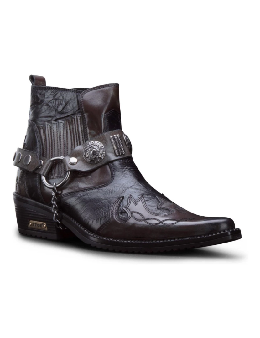 imagem de Botas masculinas de pele de cobra marrom Winklepicker de couro cowboy4