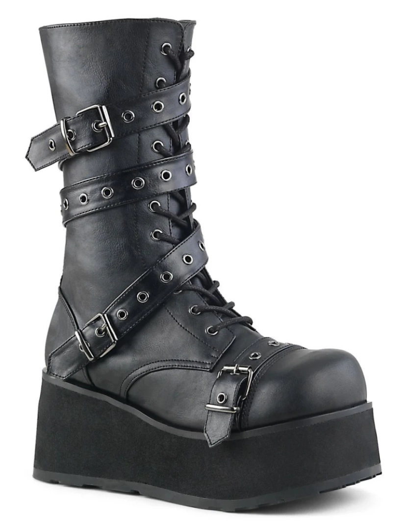 Demonia - Demonia Botas de cano médio de couro vegano preto Trashville 205