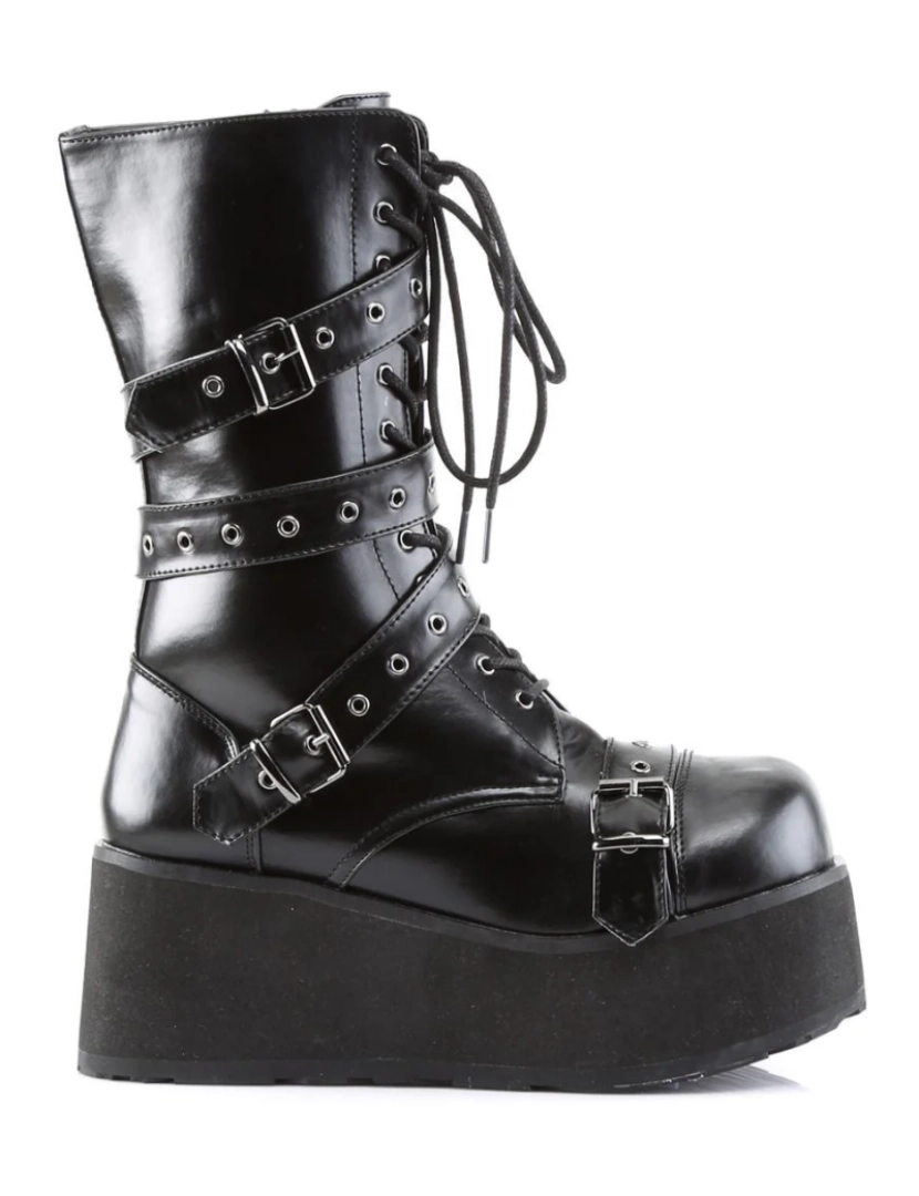 imagem de Demonia Botas de cano médio de couro vegano preto Trashville 2056