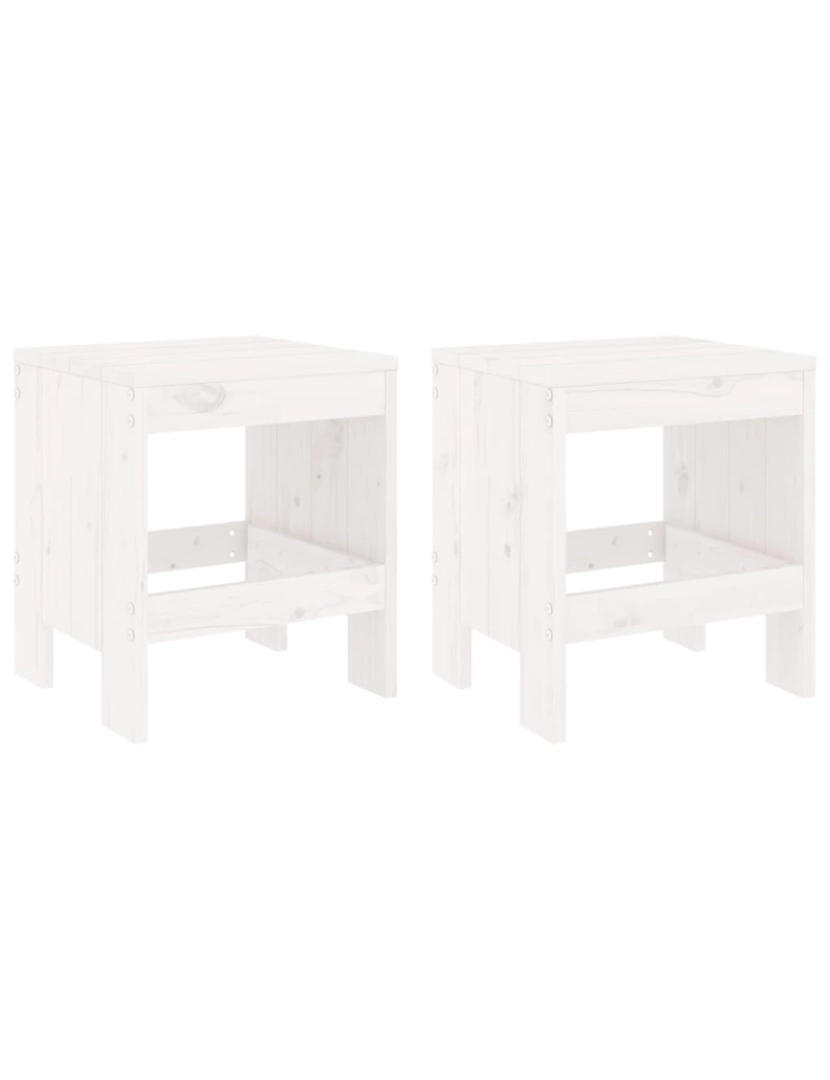 imagem de vidaXL Bancos de jardim 2 pcs 40x36x45 cm pinho maciço branco1