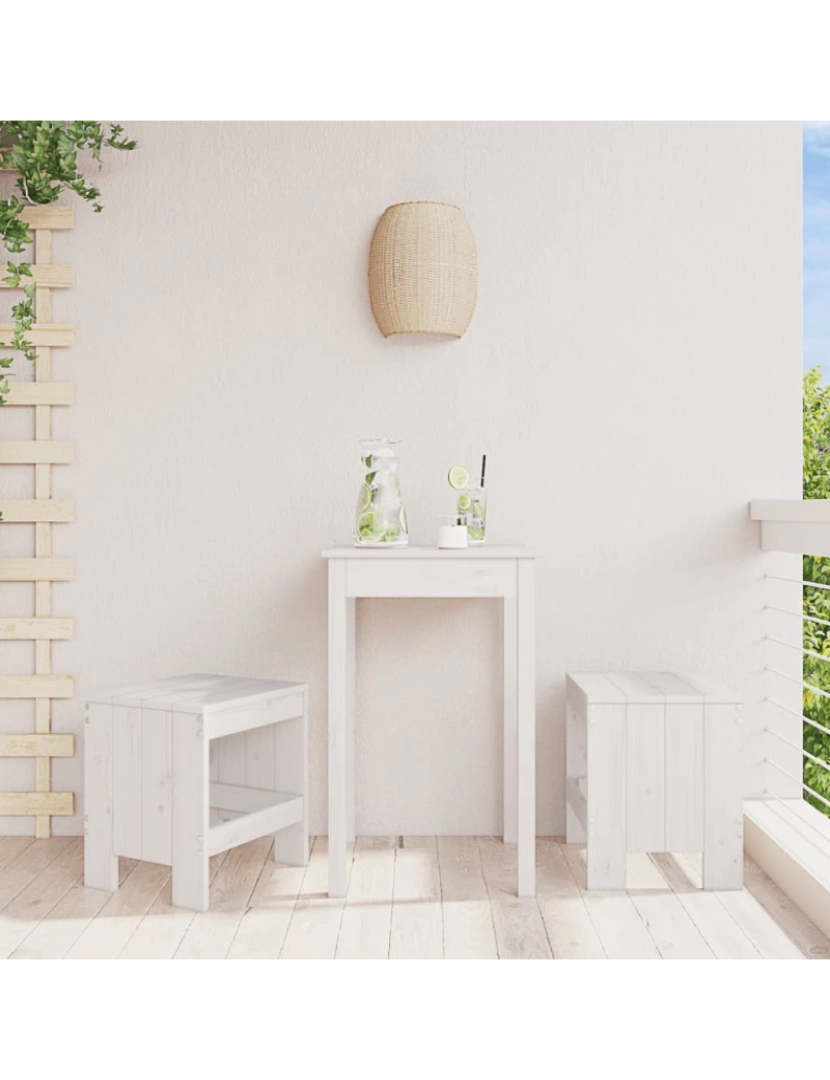 imagem de vidaXL Bancos de jardim 2 pcs 40x36x45 cm pinho maciço branco2