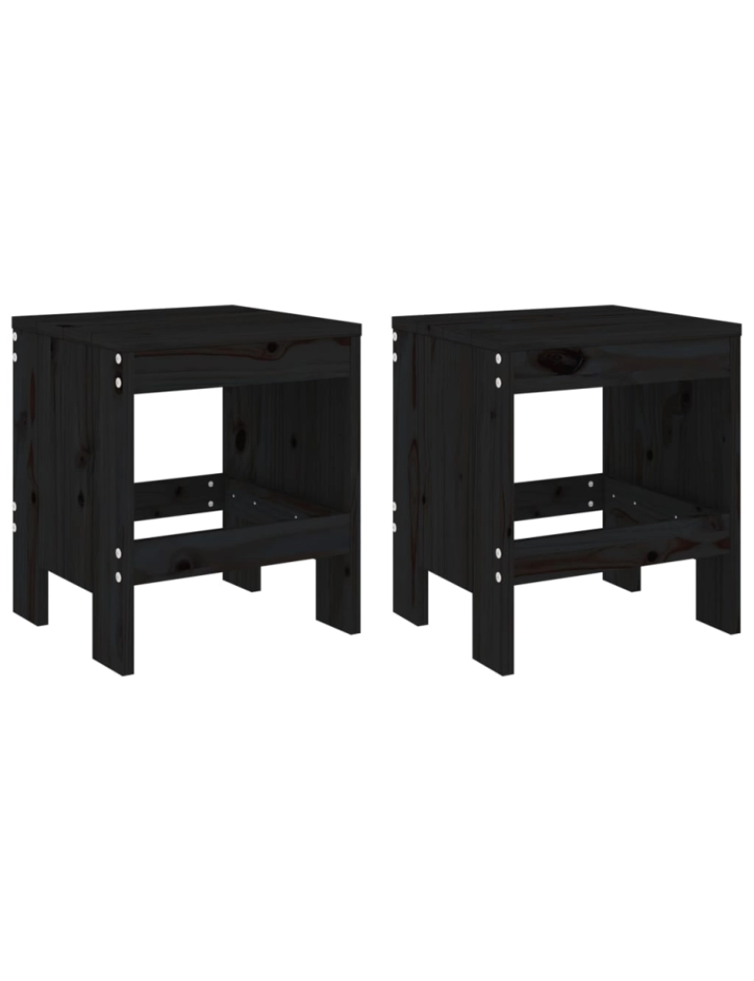 imagem de vidaXL Bancos de jardim 2 pcs 40x36x45 cm pinho maciço preto1