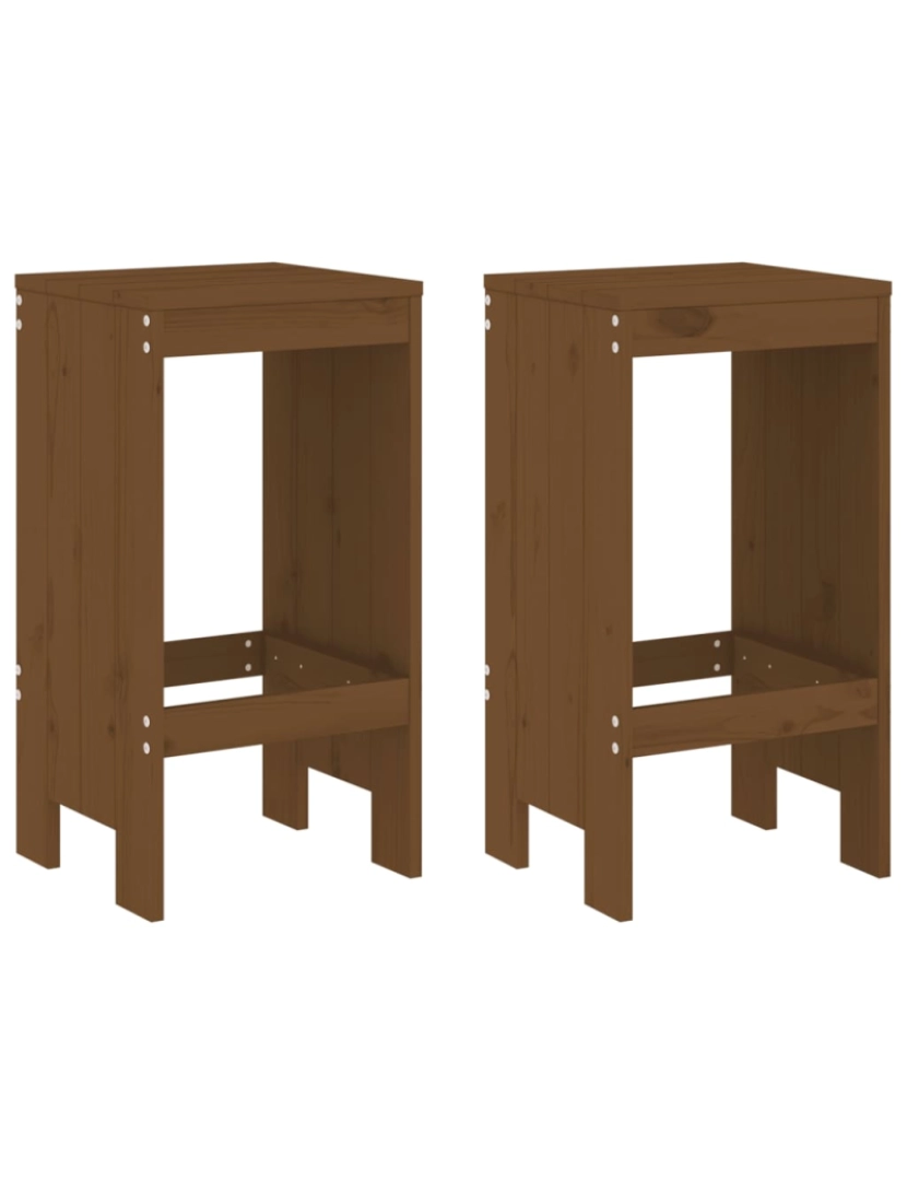 imagem de vidaXL Bancos de bar 2 pcs 40x36x75 cm pinho maciço castanho-mel1